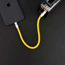 Apple 휴대폰 및 Android에 적합한 보조베터리 15cm 단기 맞춤형 슈퍼 소프트 실리콘 더블 Typec 데이터 케이블, 매트 블랙 0.25m