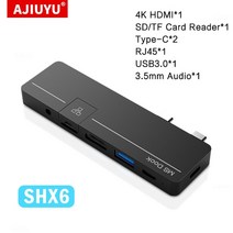 서피스독 마이크로소프트 서피스 프로 8 x 13인치용 usb-c 허브 pro8, shx6