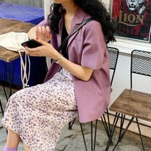 빌헬미나 여성 봄 여름 미디 a라인 오간자 꽃무늬 플라워 쉬폰 롱 스커트 치마 코디