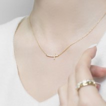 커브 큐빅 십자가 은목걸이 실버925