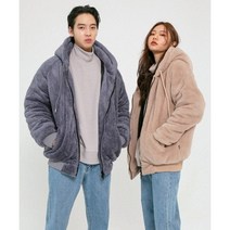 에인트크랙 보아털 후드집업 그레이