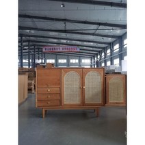 원목그릇장 일본식 벚나무 찬장 거실 식당 가구, 등나무+방직보드
