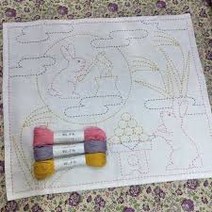 사시코 프랑스 자수 페키지 키트 호비라호비레 보름(사시코 원단과 사시코 실 3개)