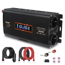 수정파인버터 지속출력 1500W 최대출력 3000W 12V 24V LCD화면 한국형콘센트 2코드 USB 레드 블랙, 블랙 12V