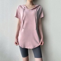 트레이닝 상의 후드 반팔티셔츠 루즈핏 피트니스 러닝 티셔츠 요가복 속건 후드티