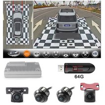 어라운드뷰 후방 사이드 카메라 360 어라운드 버드 뷰 3D 프로 사각 지대 공중 시스템 BMW X3 2012, 04 360 64G USB