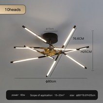 제이즈 Modern Style Art Design LED Chandelier For Living Room Bedroom Dining Kitchen Ceiling Lamp Black, [03] Black-10 Head, [01] White Light