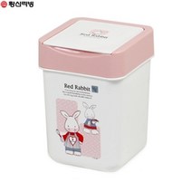 [창신리빙]핑크래빗 2L 업다운 사각휴지통, 단품
