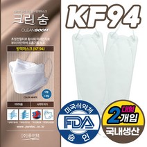 크린숨 KF94 대형 화이트 2매입 방역마스크, 2개입, 50개