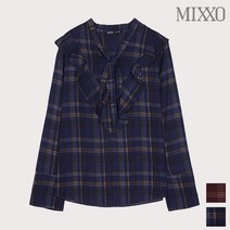 미쏘 미쏘 프릴 리본 체크 블라우스_MIWBL9955A