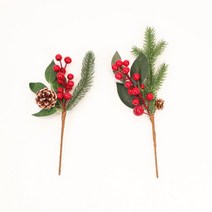크리스마스 스틱조화 2종 솔방울 레드베리 소나무 가지 인테리어 소품, 큰솔방울 스틱조화