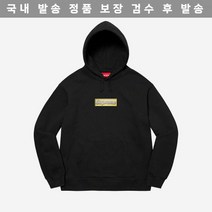 [정품] 슈프림 블링 박스로고 프린트 후드 후드티 커플 가을 겨울 스웨트셔츠 맨투맨 블랙