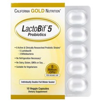 California Gold Nutrition LactoBif 5 Probiotics 5 Billion CFU 10 Veggie Capsules, 5 Billion_60 Count
