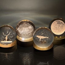 bookaz 각인 수정구 무드등 크리스탈 유리구슬 볼 투명 인테리어 촬영 소품 장식 문진, 사슴