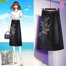 77우먼스 여성 수에드치마 3컬러 스커트 청 치마 A라인 꽃무늬 플라워 데님 봄 가을 수에드 청치마 데일리룩 데이트룩 코디 이월 이월상품 [리현커머스]