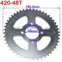 420/428 체인 25T/31T/32T/37T/39T/41T/42T/48T 48mm ATV 쿼드 피트 더트 바이크 버기 고 카트 오토바이 용 리어 스프로킷, 420-48T