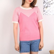 뜨개진 여성용 배색 스트라이프 하프 니트 테일러 라운드