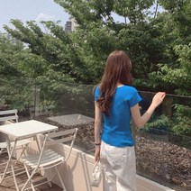 치코엘라 ㅡ 밋리기슬림 스퀘어넥 골지 니트탑