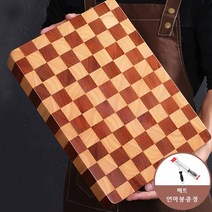 주물나라 엔드그레인도마 캄포도마 두툼하다 바둑판 원목 항균 곰팡이 방지 내열 체크도마+연마봉