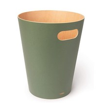 Umbra 우드로우 모던 목재 쓰레기통/휴지통 재활용 쓰레기통 가정용 및 사무실용 7.6L 블랙 (082780-045), Trash Can, Spruce