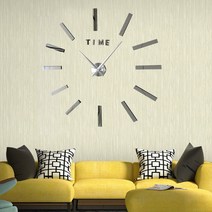DIY 무소음 타임바 벽시계 실버 벽걸이 시계 홈 인테리어 소품 장식용 생활 잡화 포인트 디자인 아이템