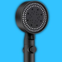 재미월드 6가지기능 수압단계조절 샤워기헤드 [온오프 욕실청소건기능], 블랙 1+1, 2개