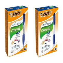 BIC 빅 아틀란티스 클래식 볼펜 M 파란색 12입 (2개) Ballpoint Pen Atlantis Classic BLUE
