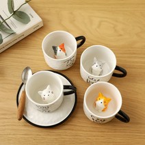 이플스토리 빼꼼이 심쿵 고양이 입체 머그 4종 택1, 냥냥이