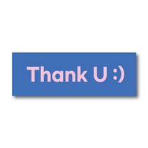 땡큐 직사각 스티커 10cmx3.5cm 100개, 블루