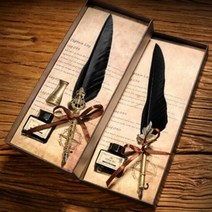 심쿵샵 깃털 볼펜 캘리그라피 세트 만년필 딥펜 잉크펜 볼펜, 선택:캘리그라피 깃털펜 SET, 단품