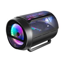 LED 원형 컴퓨터 본체 케이스 DIY 커스텀 게이밍PC 강화 유리 M-ATX ITX 피씨방 팬추가, 블랙