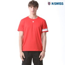 [KT알파쇼핑][케이스위스(K-SWISS)] 빅 로고 라운드 반팔 티셔츠-레드(RE)