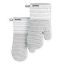키친에이드 올버니 오븐 미트 2팩 세트 매트 그레이 7인치x13인치, 7 x13 _Matte Grey
