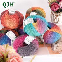 벨벳 자이언트 얀 실 자이언트얀 가방 자이언트 얀 Qjh 레인보우 소프트 원사 100 울 그라디언트 멀티 컬러 원사 크로셰 뜨개질 니트 전체 길이 50g1.76oz x3 x3), n9-3개