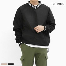 빌리버스 남자 바람막이 티셔츠 BOJT003 브이넥 긴팔 골프웨어