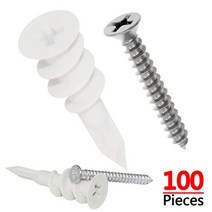 Drywall Anchor with Screws Sets - Plastic Self Drilling Dry Wall Anchors 100 Pieces All Together, 1