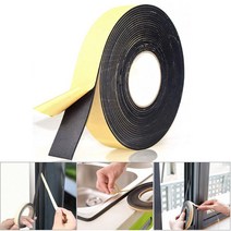 폼 절연 테이프 에어컨 씰 스트립 접착 고무 문 창문용 단면 폐쇄 셀 날씨, [01] Length 4m-Thick 3mm, [01] Width 1cm