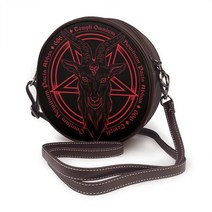 힙색 Baphomet 염소 머리 프린트 숄더백 여성용 작은 라운드 패션 메신저 크로스 바디 백 전화 동전 지갑, 02 colour1