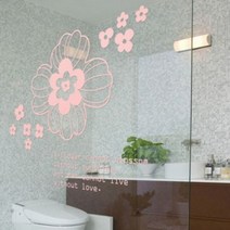 [천삼백케이] [디자인베이] 붉은꽃(반제품C) - 플라워 데코 키친 전통 그래픽스티커 화장실 풍수인테리어 월데코 포인트, 라이트그레이