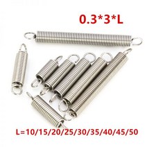 이중 후크 소형 인장 스프링 304 스테인레스 스틸 연장 와이어 직경 0.3mm외부 3mm 길이 10-50mm10 개, 08 45mm