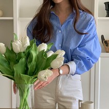 스트라이프 커프스 배색 셔츠 남방 루즈핏