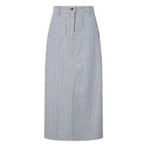 헤지스레이디스 HSSK3B301 (HSSK3B301) H라인 스트라이프 롱 데님 스커트
