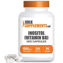 BULKSUPPLEMENTS.COM 이노티솔 캡슐 - 비타민 B8 보충제 이노시톨 1000mg 비건 1회 제공량당 2캡슐 식물성 120개