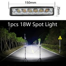 led써치라이트 led안개등 6인치 Led 라이트 바 헤드 LED 작업 빛 운전 램프 오토바이 트럭 보트 트랙터 트, 한개옵션1, 11 1pcs 18w spot