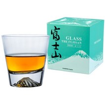 CHAMVIN 핸드메이드/핸드카빙 크리스탈 위스키 글라스 ft 눈덮힌 후지산 300ml / 380ml 3종류, 1개