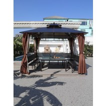파고라 방갈로 전원주택용 오두막 정자 조립식 테라스, 2.5X2.5m 4기둥 파빌리온  천