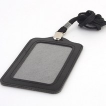 가죽형 목걸이명찰 출입증 이름표 사원증케이스 행사명찰 교통카드케이스 명찰이름표 가죽케이스 명함케이스 명찰 양면명찰케이스, 가로 검정, 가로 검정