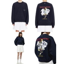 WOOYOUNGMI변색 플라워 순면 남녀 스타 공용 라운드 맨투맨