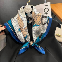 미즈코스 빅 로즈 플라워 스카프 맥시 양면 롱 타이 사각 쁘띠 추천 패턴