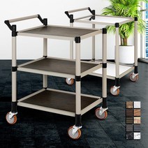 음식점 뷔페 업소 논슬립 서빙카트 소음적은 간단조립선반 운반용카트, 고급형, 스텐 3단 중